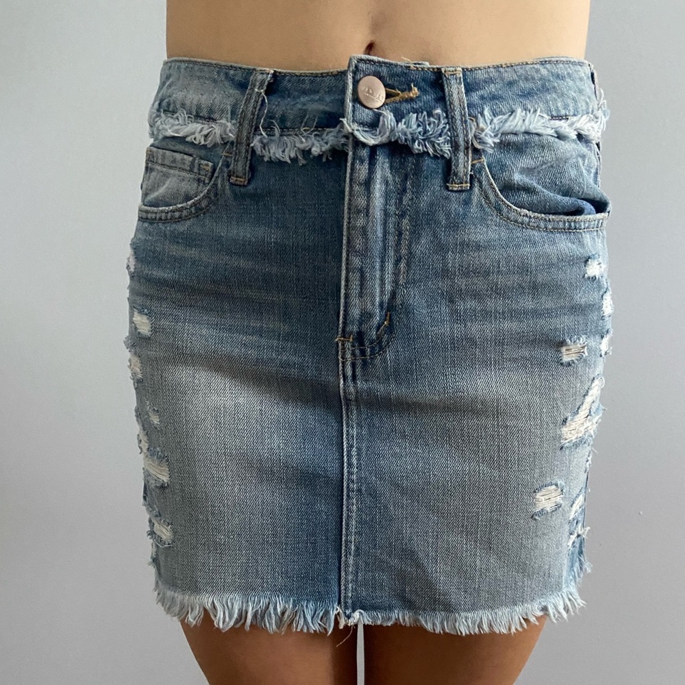 Fringe Jean Skirt